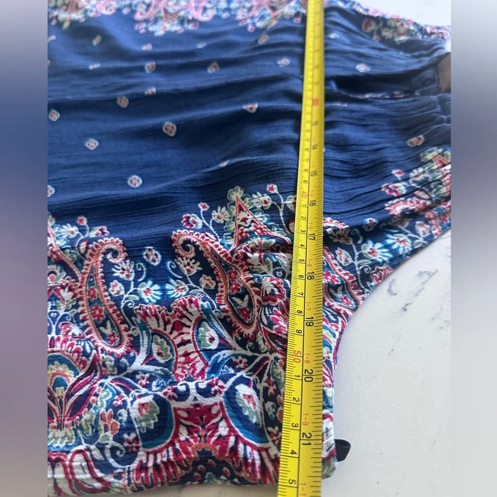 Women’s AUW Bohemian Navy Floral Halter Midi Dress size L - Picture 9 of 14